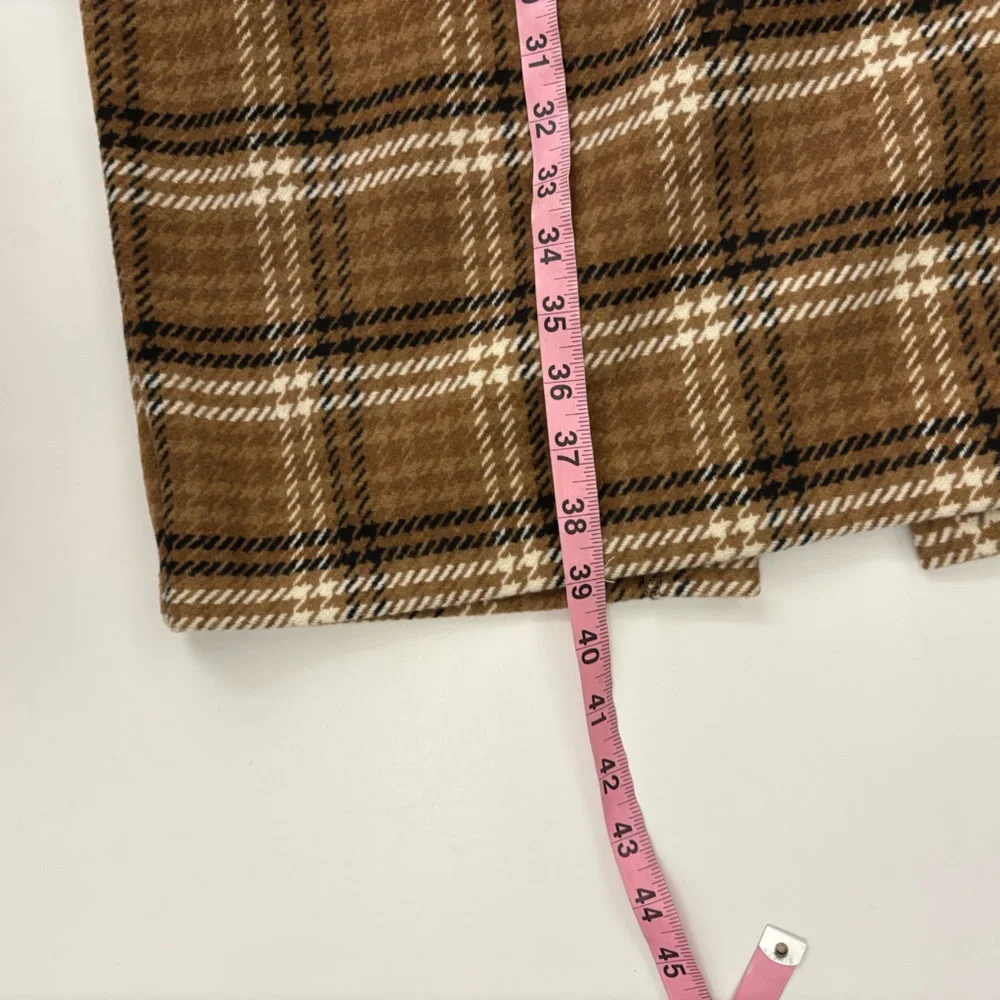 Anthropologie || Plaid Belted Midi Dress Pencil‎ Straight Wool Brown 6